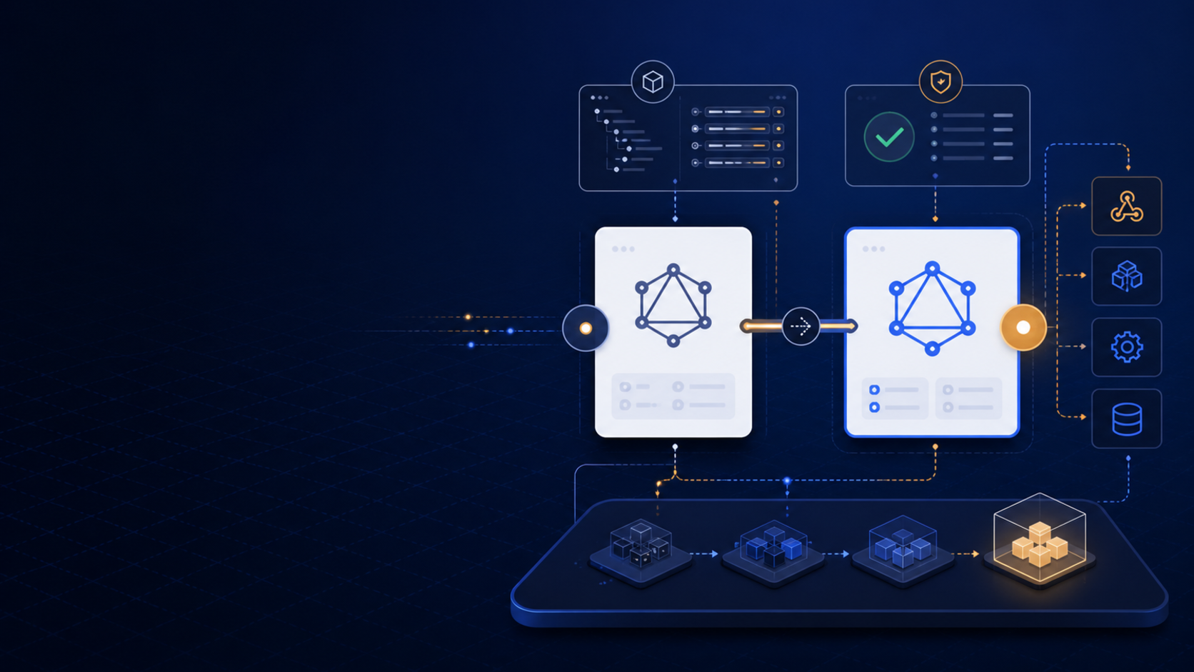 A Shopify GraphQL API migration path connecting versioned queries, metafield validation, webhooks, and integrations