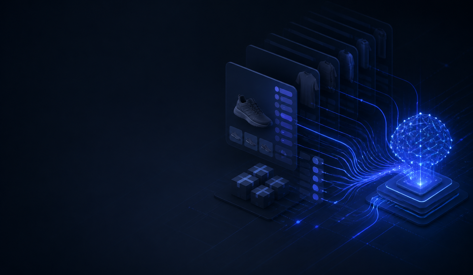 A WooCommerce product catalog sending structured product and inventory signals to an AI commerce interface